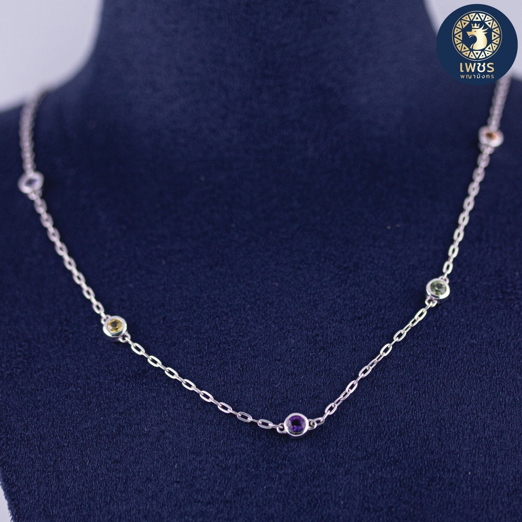 สร้อยคอแฟนซี Amethyst - Fancy Sapphire ทองคำ 9K