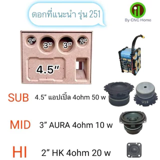 งานดิบรุ่น 251 ตู้แบนพลาส 4.5” กระแทกข้าง กลาง3“ แหลม2”