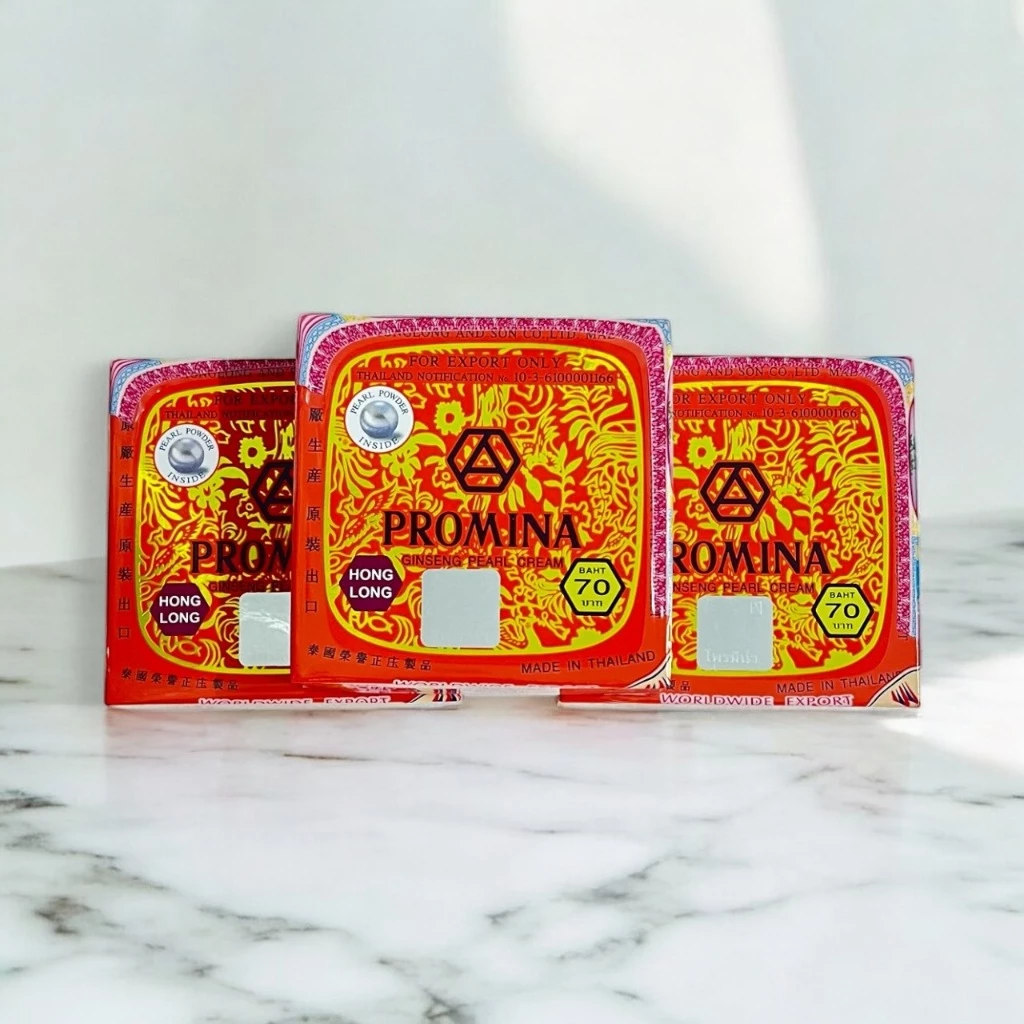 Promina โพรมีน่าแดง ครีมทาสิวฝ้า กันเเดดโสมไข่มุก ลดสิวฝ้า (โพรมีน่าแดง )Promina super white ginseng pearl cream