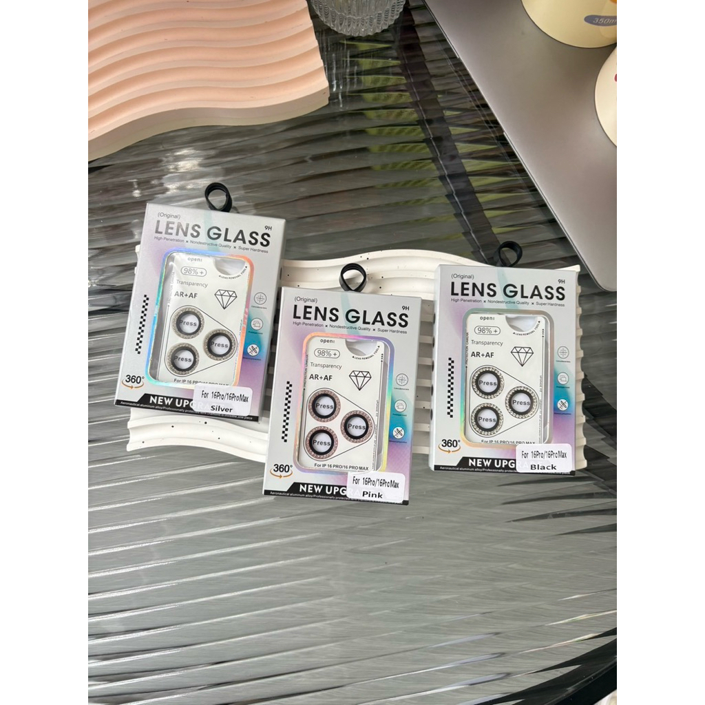 ฟิล์มกันเลนส์กล้อง พร้อมBox ขอบเพชรมี3สี สามารถติดเองได้ติดง่าย สินค้าพร้อมส่งจากไทย
