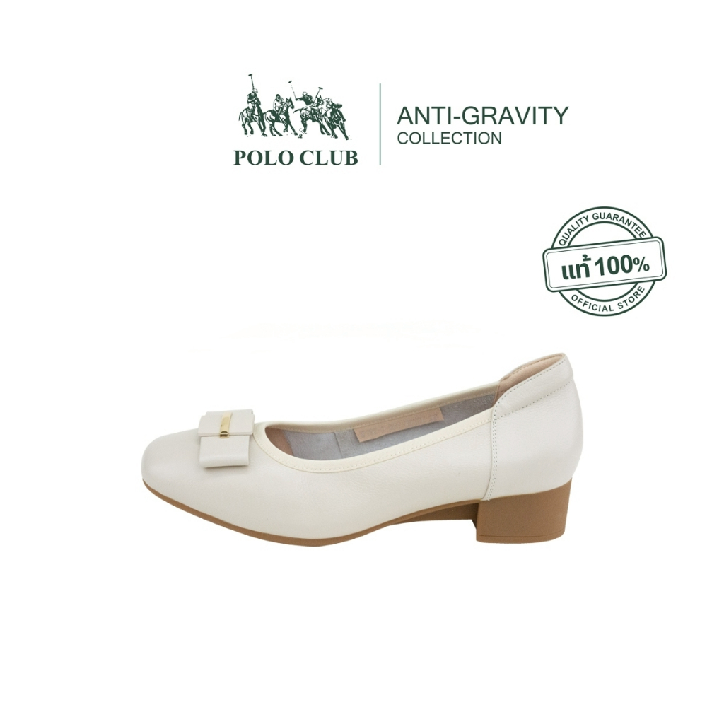 POLO CLUB รองเท้าคัทชูผู้หญิง รุ่น AG-2006 สีOFF WHITE | รองเท้าทำงานผู้หญิง ส้นสูง 1 นิ้ว