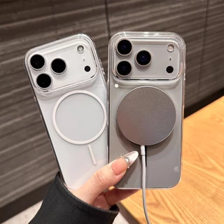 แหวนแม่เหล็กสีดำโปร่งใสแบบบางสำหรับ iPhone 17 15 11 16 14 12 13 16PRO 14PRO 11PROMAX เคส iPhone 14PLUS 16PLUS#077