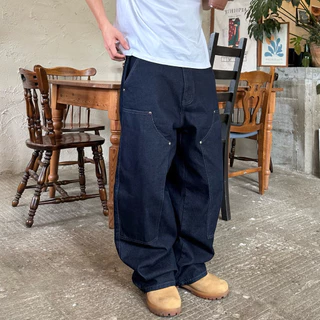 Double Knees Baggy Dark Blue กางเกงขายาว ทรง Baggy