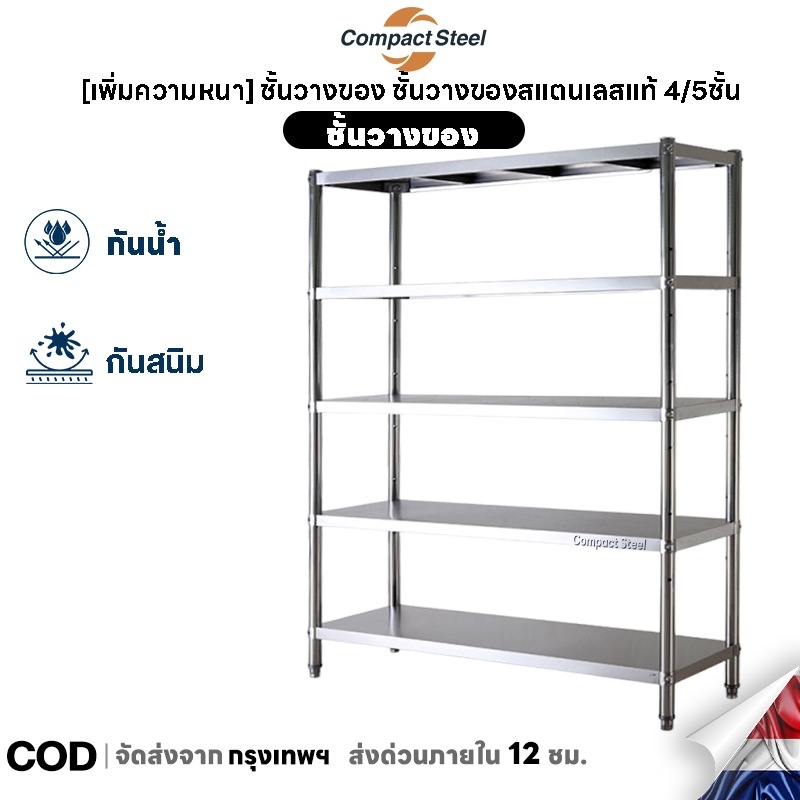 Compact Steel ชั้นวางของ ชั้นวางของชุบสังกะสี 4/5ชั้น ปรับความสูงระหว่างชั้นได้ มีหลายขนาด ชั้นสแตนเลส รับน้ำหนักได้ดี