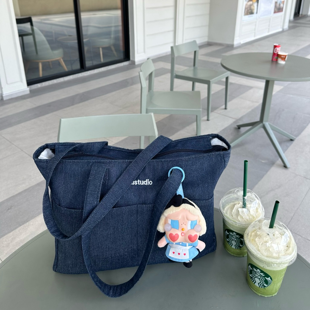 💙💙กระเป๋าผ้ายีนส์ POCKET TOTE : JEANS 💙 กระเป๋าแบกบ้านใบใหญ่