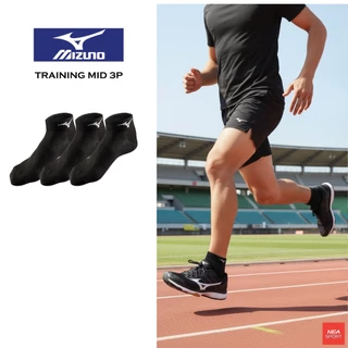 [คุณภาพในราคาเบาๆ] MIZUNO TRAINING MID 3P ถุงเท้า กีฬา มิตซูโน่ แท้