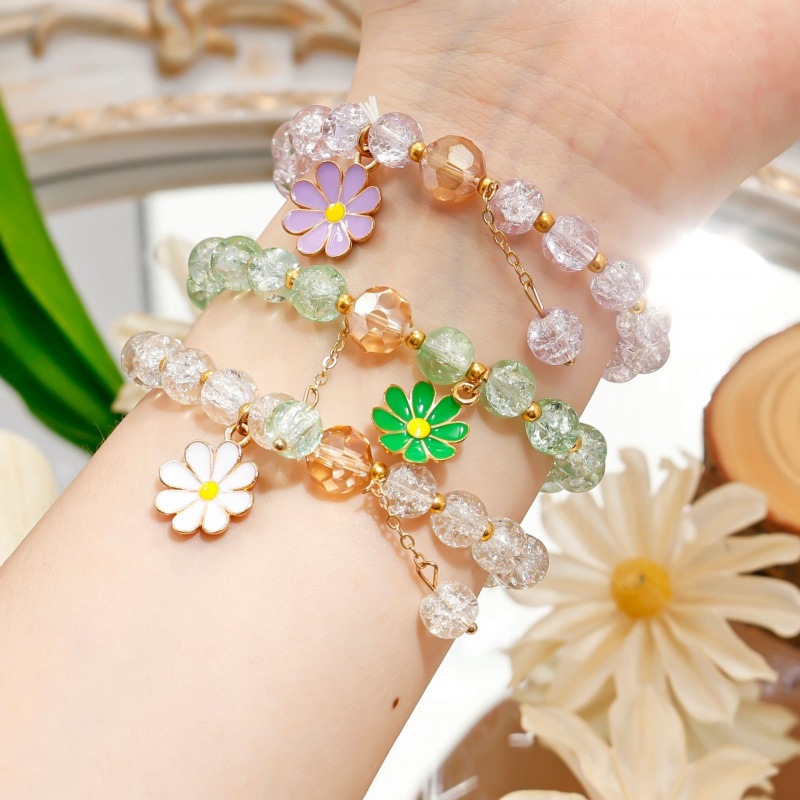 ของสวย ส่งไวจ้าสร้อยข้อมือคริสตัล ลูกปัด แต่งจี้ดอกไม้ รูปที่ 8