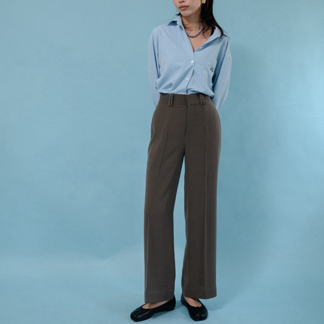 Mist of rain - Oliver Pants - กางเกงขากระบอก ตีเกร็ดตรงกลางหน้าขา