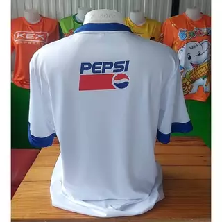 เสื้อยืดวินเทจ ยุค 90 เสื้อยืดขาวคอน้ำเงิน A009 สกรีนลายPEPSI(1) เนื้อผ้ากีฬา นุ่ม ลื่น เบา สบาย