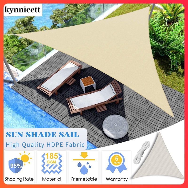 Sun Shade Sail Net Triangle Canopy Awning คุณภาพสูง HDPE 95% UV สำหรับสวนกลางแจ้ง Patio สระว่ายน้ํา แคมป์ ระเบียง ฝาครอบ