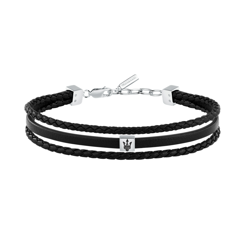 Maserati Leather Bracelet, 220mm Men'sJewels ,Stainless Steel, Leather Black/Red，JM525AVE32-JM525AVE33