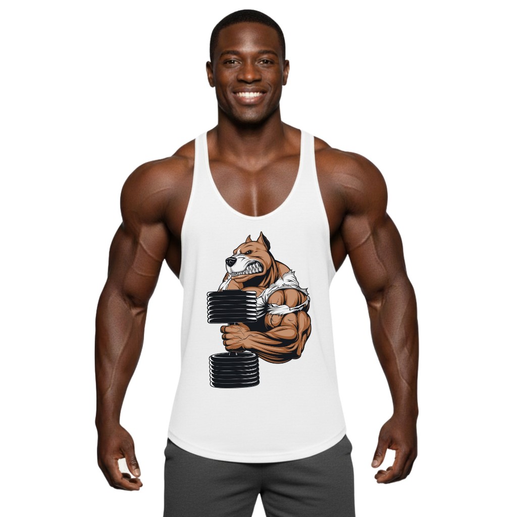 PITBULL เสื้อกล้ามเพาะกายทรงคลาสสิค Bodybuilding Dry Fit Gym Tank Top