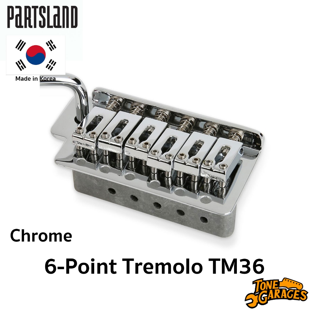 Partsland Tremolo TM36 6-Point หย่อง / บริดจ์ คันโยก 6 รู สี Chrome งานเกาหลีแท้ (10.5mm)