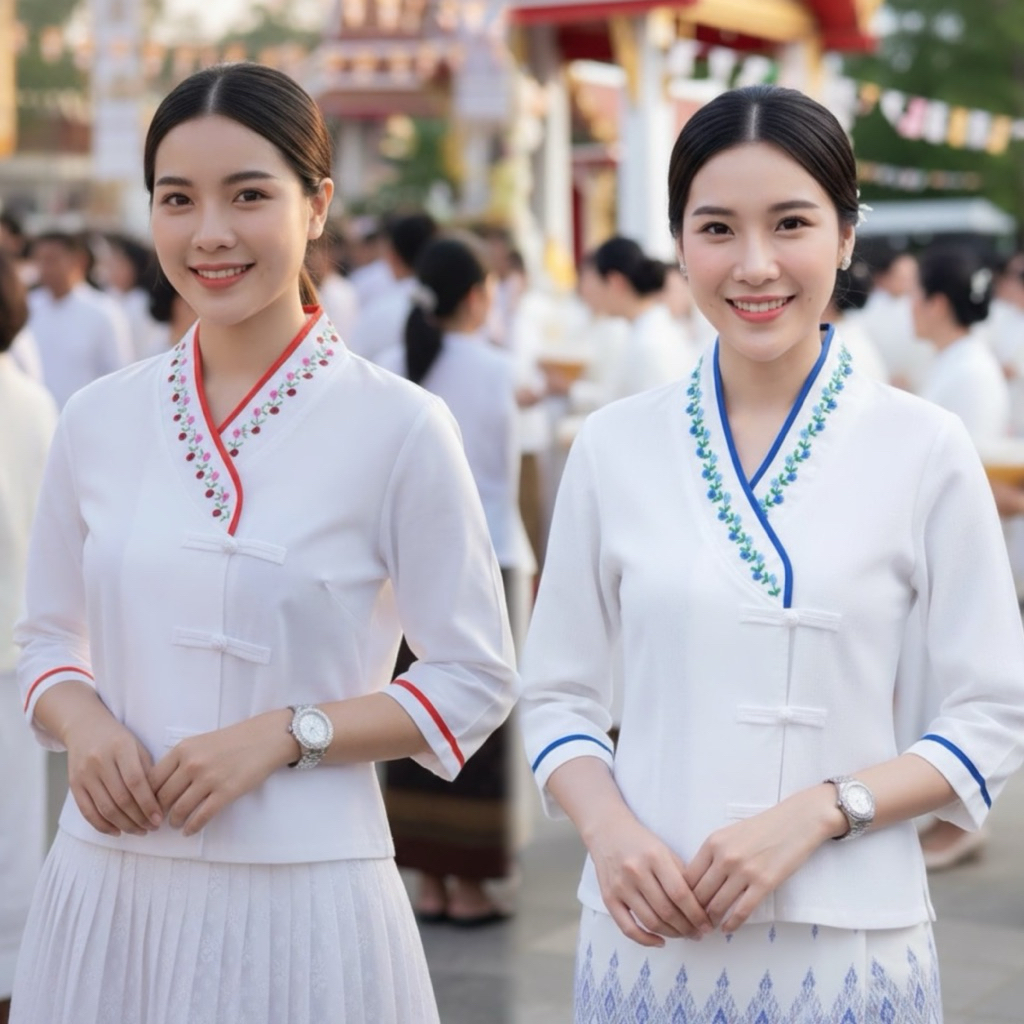 เสื้อพื้นเมืองผู้หญิงเจ้านางกุ้นปักดอก