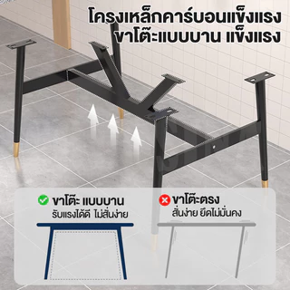 COS โต๊ะกินข้าว ลวดลายหินอ่อน รองรับได้4-8 ท่าน 100/120/140CM โต๊ะรับประทาน โต๊ะล่างมีเสาเสริม