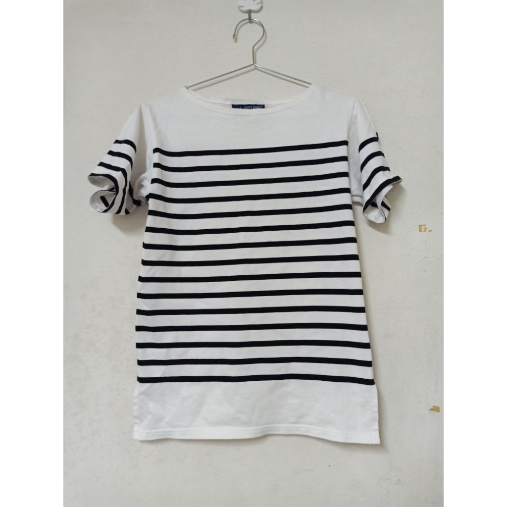 เสื้อยืดผ้าคอตตอนลายขาวดำ/XXS