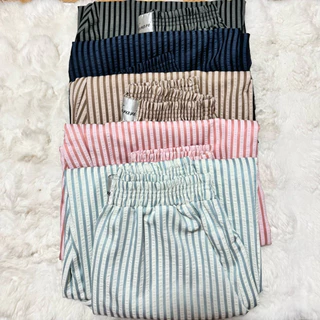 Liner Pants กางเกงขายาวเอว22-32 สะโพก44 ยาว39 สไตล์ไลเนอร์พันท์สีพื้นและลายทาง