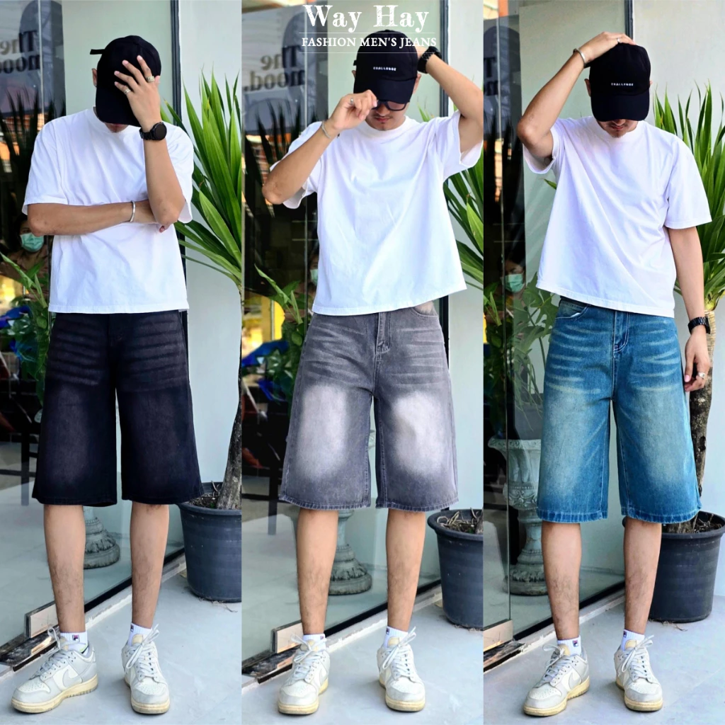 กางเกงยีนส์ขาสั้น 5 ส่วน ผ้านิ่ม สีสวย พร้อมส่งในไทย สำหรับ Men's Fashion Jeans