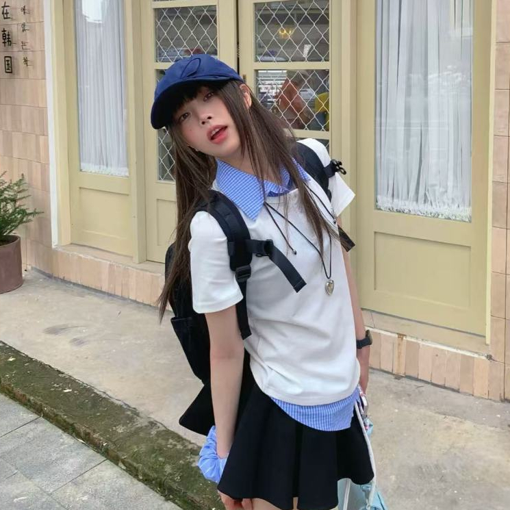 ส่งจากไทยทุกวัน พลัสขนาด แขนสั้นเสื้อยืดผู้หญิง เสื้อแขนสั้น ฤดูร้อนผ้าฝ้ายปิดเอวแสดงผอมด้านบน👚YOUMI รูปที่ 3