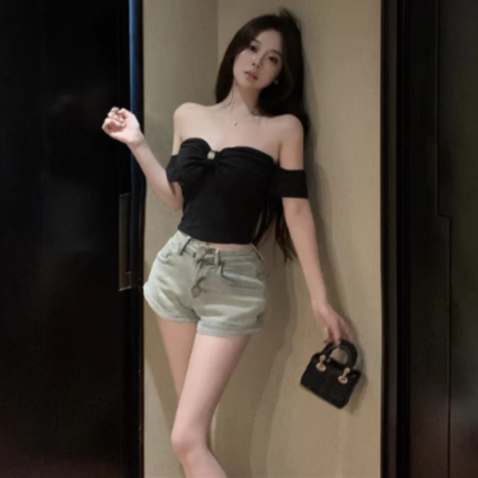 YOYO  เสื้อสายเดี่ยวไหมพรม🎀เอวลอยครึ่งตัว​ สีพื้น เสื้อถักกุทัณฑ์ สำหรับผู้หญิง เซ็กซี่สวย แฟชั่น แฟชั่นเกาหลี - รูปที่ 6