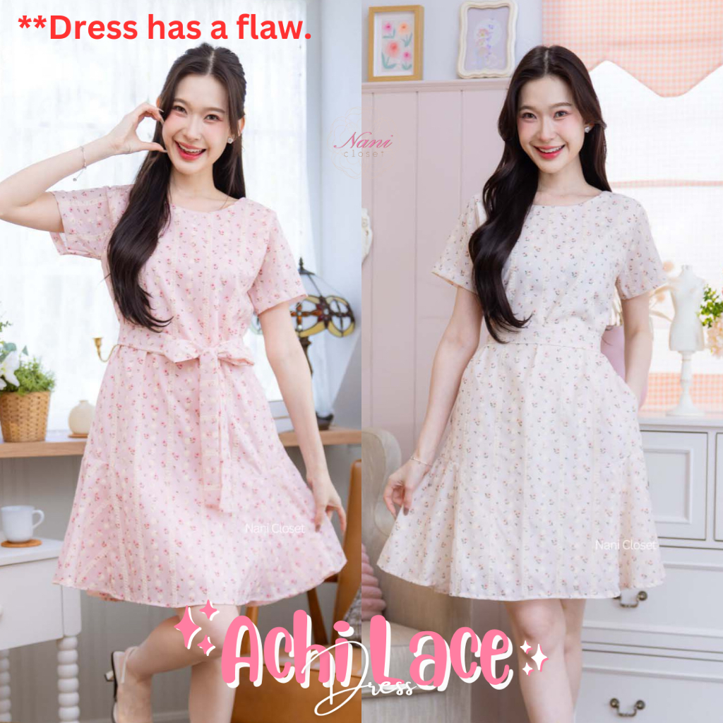 Achi Lace Dress **ชุดมีตำหนิ เดรสไม่ต้องรีด ทรงน่ารัก ใส่ง่าย ผ้าเนื้อนุ่ม ซับในทั้งชุด ซิปหลัง