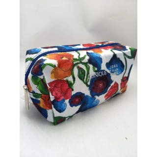 กระเป๋าเครื่องสำอางคลินิก ผ้าพิมพ์ลายดอกไม้ระบายสี