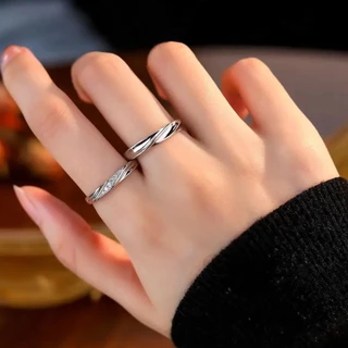 COD✅️💍แหวนคู่รัก(แยกขายเดี่ยว) ฝังเพทาย ชุบเงิน ปรับขนาดแหวนได้ พร้อมกล่องเครื่องประดับ ร้านไทย