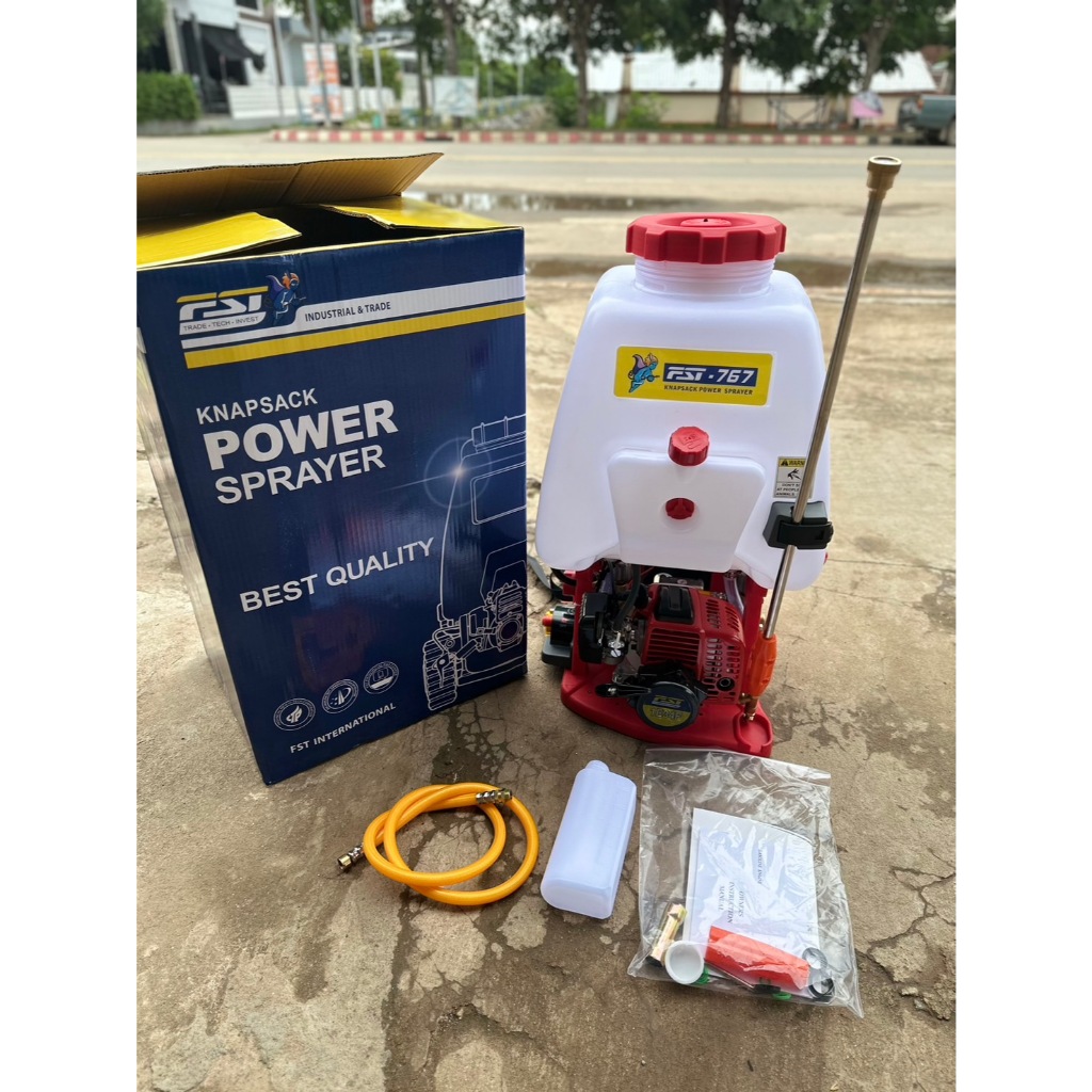 (รุ่น2หม้อลม+ปั๊มทองเหลืองแท้) เครื่องพ่นยาสะพายหลัง 767 รุ่นหม้อลมคู่ 2จังหวะ ปั๊มทองเหลือง 25ลิตร 
