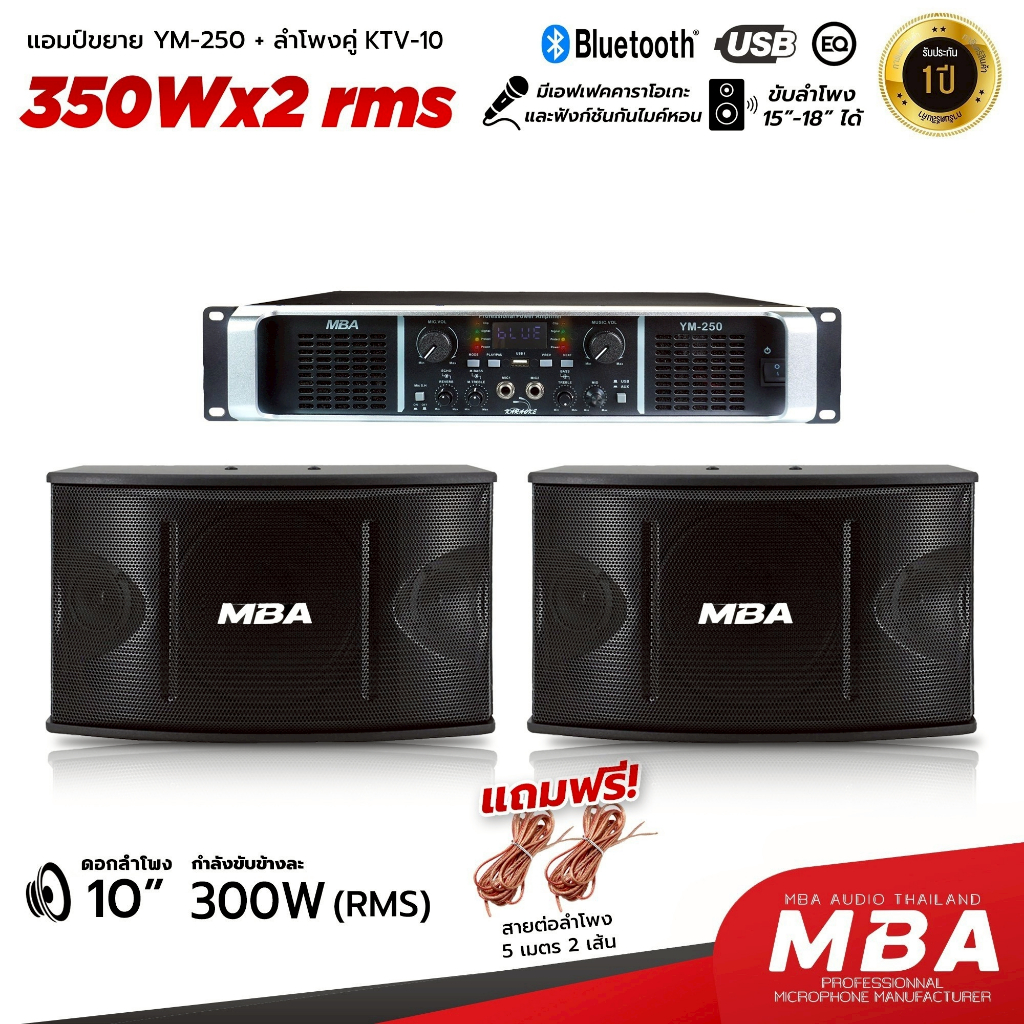 WEMICGLOBALSOUND ตู้ลำโพง10นิ้ว พร้อมแอมป์ขยายเสียงYM250 ชุดเครื่องเสียงคาราโอเกะ เสียงดี USB กำลังข