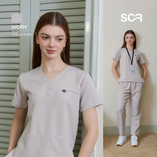 Scrub in | เสื้อ-กางเกงสครับ unisex สี Ivory รุ่น Flow