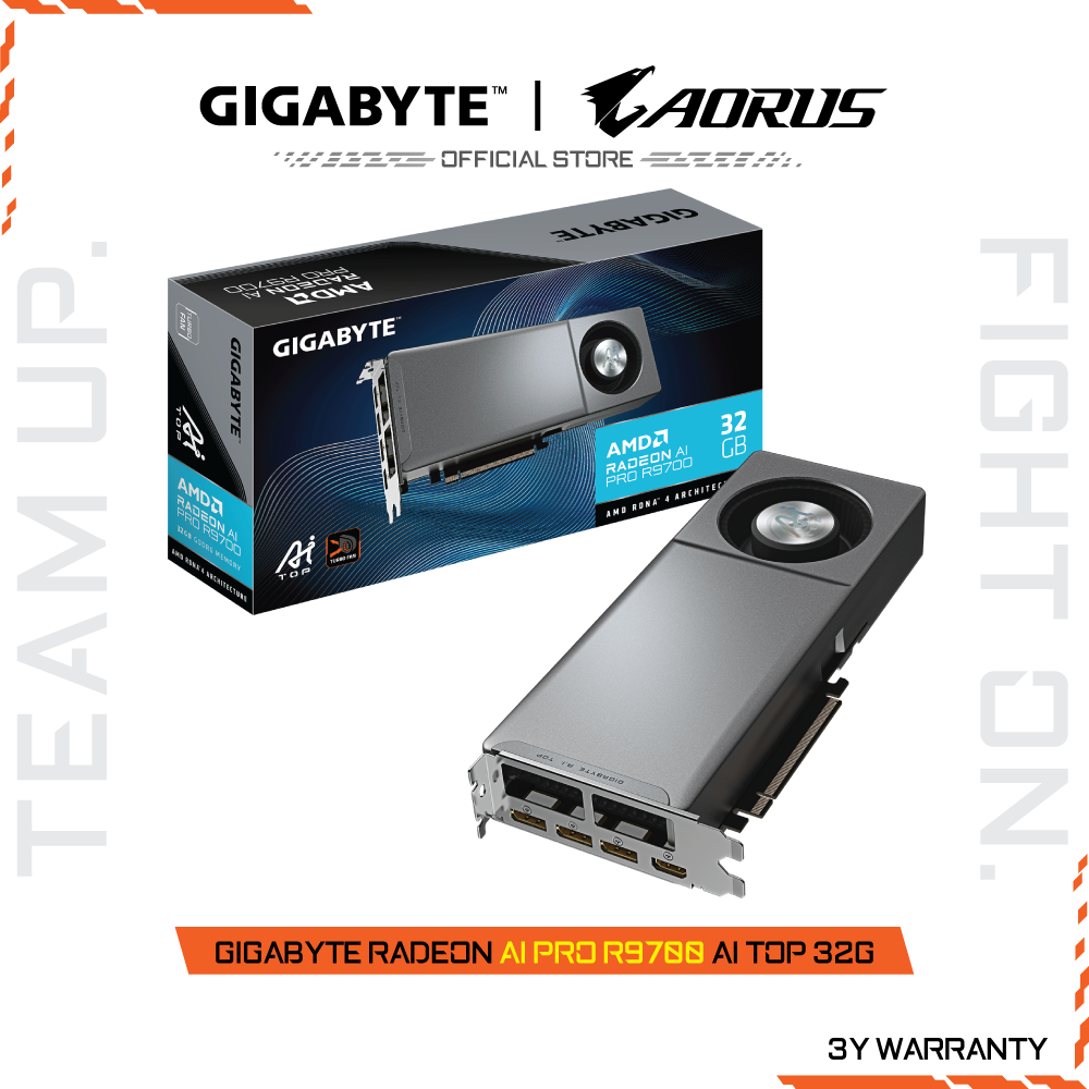 GIGABYTE Radeon AI PRO R9700 AI TOP 32G (VGA Card) GV-R9700AI TOP-32GD-1.0