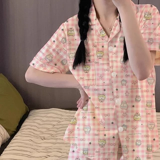 (พร้อมส่งจากไทย) ชุดนอนแขนสั้น ขาสั้น เลือกลายได้ ลายน่ารัก คอตตอน ใส่สบาย ชุดนอน