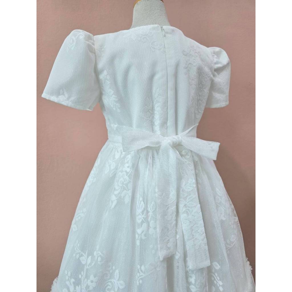J012 ชุดเดรสเด็กหญิงและแม่ สีออฟไวท์ สวยหรู สามารถใส่ได้ทุกโอกาส​สำคัญ ราคา ถูกที่สุด ดีลบีเคเค แกลเลอรีภาพที่ 5