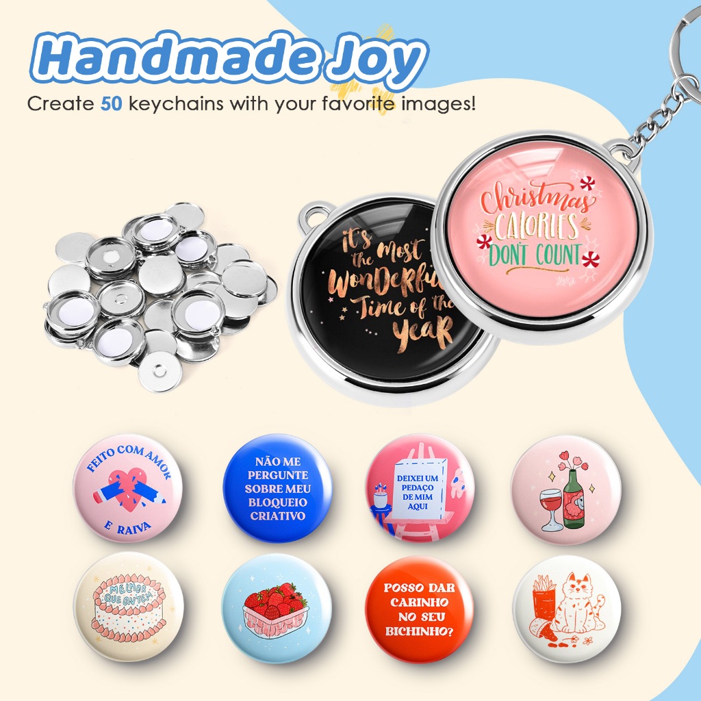 LOCAL 50Pcs Electroplated Keychain Material (Double-Sided) 32mm For DIY Keychain Accessories Stainless Steel Best Gift