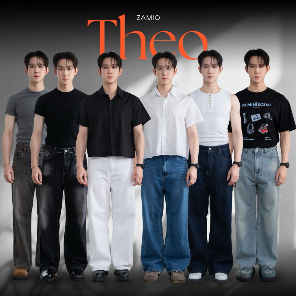 ZAMIO THEO JEANS กางเกงยีนส์เอวสูงทรงกระบอกใหญ่ทรง Baggy
