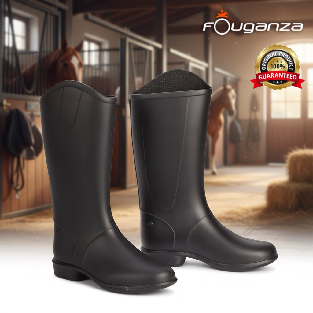 รองเท้าขี่ม้าสำหรับเด็ก รุ่น 100 (สีดำ) FOUGANZA