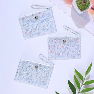 กระเป๋าใส่เหรียญใส กากเพชร ลายน่ารักวิบวับ ราคาต่อ 1 ชิ้น 🌺พกพาสะดวก ดีไซน์ใสๆ มีกลิตเตอร์ดาวระยิบระยับ