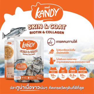 [แบบโหล,12ซอง] Kandy Cat Wet Food 70g. อาหารแมวแคนดี้ อาหารแมวชนิดเปียก ขนาดซองละ 70 กรัม มีให้เลือก 10 สูตร