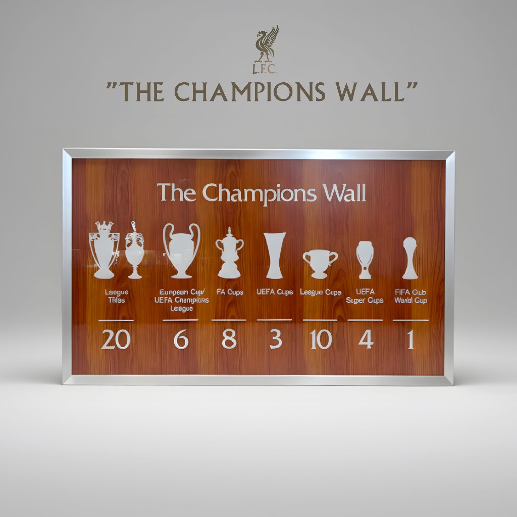 อัปเดทแชมป์ 20 สมัย! The Champions Wall – Liverpool F.C. ลิเวอร์พูล (สามารถเปลี่ยนตัวเลขได้)
