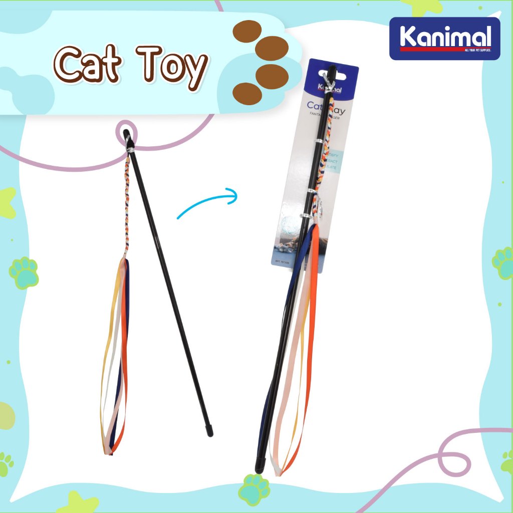 [107305] Kanimal Cat Teaser Toy ของเล่นแมว ไม้ล่อแมว รุ่นเชือกแฟนตาซี (ยาวพิเศษ) 57 ซม. (ไม้ยาว 46 ซม.)