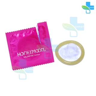 Honeymoon Valentine ถุงยางอนามัย ฮันนีมูน วาเลนไทน์ ขนาด 52 มม. บรรจุ 100 ชิ้น [1 กล่อง สีแดง] JJ 5262 ถุงยาง Condom
