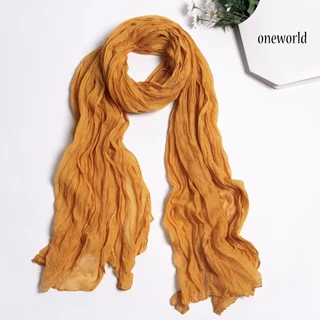 (รหัสYZ-173) ผ้าพันคอ ผ้าคลุมไหล่ ผ้าฝ้ายลินินย่น สีพื้น สำหรับผู้หญิง ผ้าพันคอกันลมกันหนาว ผ้าคลุมไหล่กันแดด