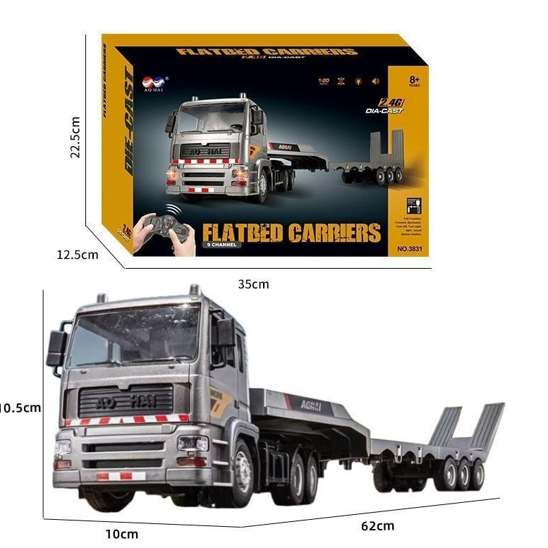 ส่งจากไทย รถเทรนเลอร์ รถพ่วงบังคับ AOHAI 3831 สเกล1/20 รถแบคโฮ รถแมคโคร  รถบรรทุก รถก่อสร้าง รถบังคับ 1/20 2.4Ghz Rc 9CH