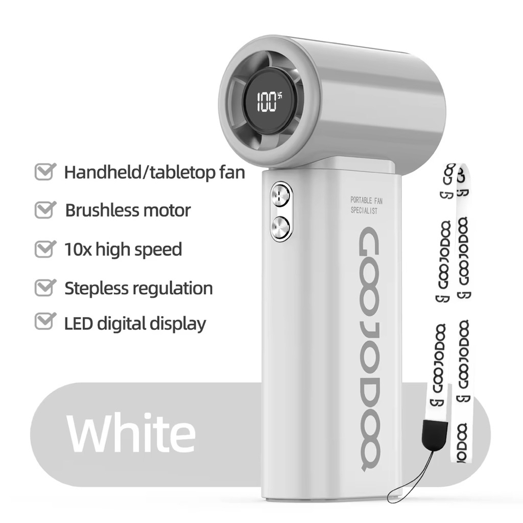 GOOJODOQ GFS007 พัดลมแบบพกพาขนาดเล็ก, พัดลมเจ็ทมินิ, 4000 mAh เวลาทำงานนานถึง 12 ชั่วโมง USB พัดลมส่