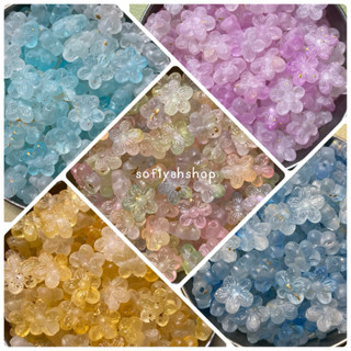 ลูกปัดดอกไม้ คละสี 10 มิล มีหลายสี