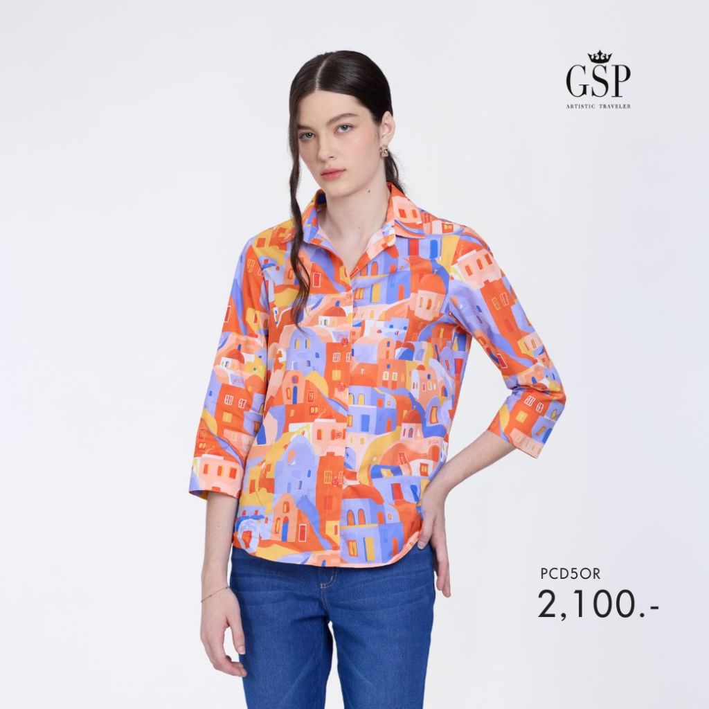 GSP Woman's shirt Sunset เสื้อ ตรุษจีน ญ แขนสามส่วน สีส้ม PCD5OR