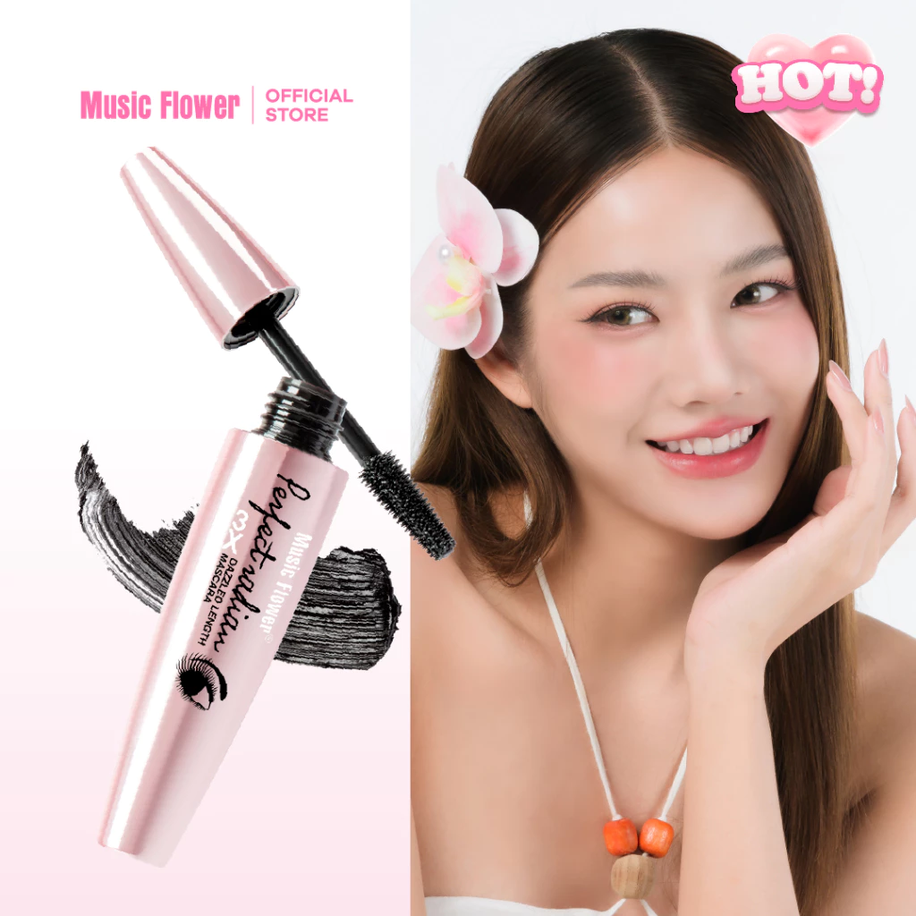 [Music Flower] Dazzled มาสคร่า สีดำ 12ml. สูตรกันน้ำกันเหงื่อ ขนตางอนเป็นช่อติดทนตลอดทั้งวัน 24ชม.