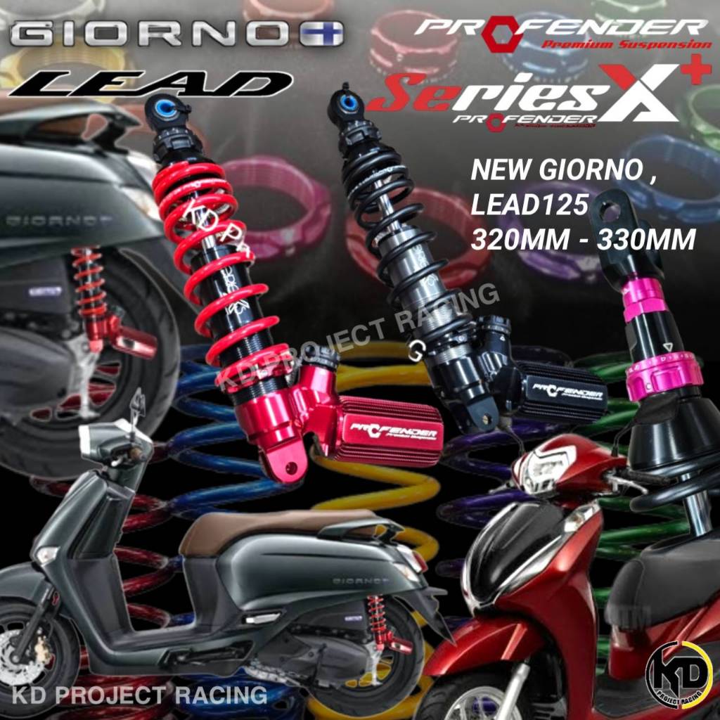 ส่งฟรี🚩โช๊คหลัง Profender รุ่น X series Plus+ Honda Giorno+125, Lead125 ความสูง 320MM-330MM 2021-26 ปรับสูงต่ำ