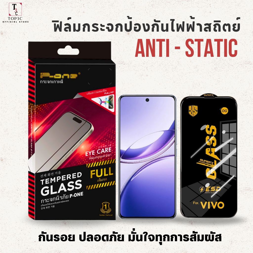 ฟิล์มกระจกโทรศัพท์ ESD ป้องกันไฟฟ้าสถิตย์ For. Vivo Y6 Y6T Y11d Y60 Y500S Y600 Pro y19s y21d y17s y28 y20 y03t y11 y72 y