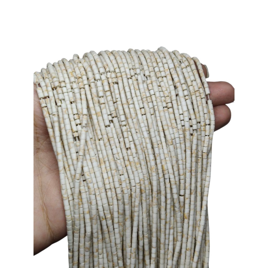 หินฮาวไลท์ สีฟ้า ผสม สีน้ำตาล 1 เส้น 2.5มม. อะไหล่ร้อยเครื่องประดับ 1 Strand of Blue & Brown Howlite Tiny Beads Heishi